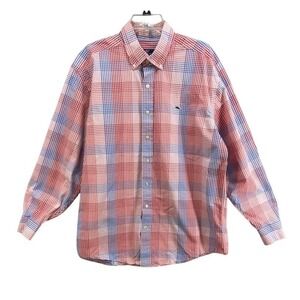 Vineyard Vines Shirt Men XL Whale Shirt Red Blue White Gingham Check Button Down